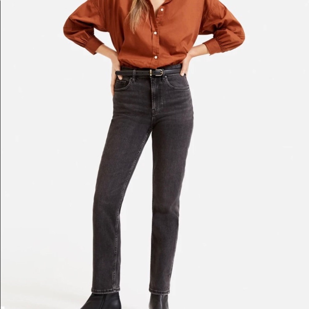 Everlane high waisted ‘The Super-Straight Jean’ in Washed Black